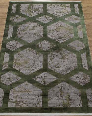 Ковер турецкий M570S Olimpos (Акрил, Эвкалиптовый шелк, зеленый, серый)