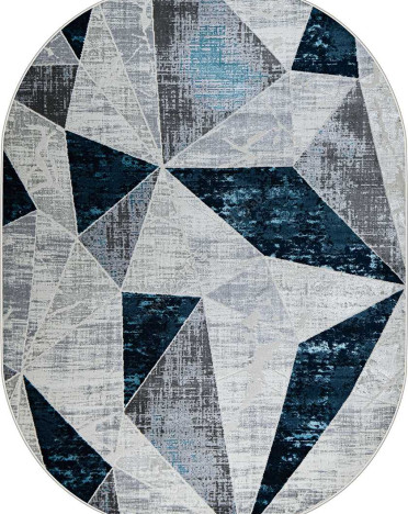 Ковер турецкий 37515A Kleopatra овальный (Полипропилен, синий, серый)