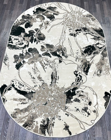 Ковер турецкий D094A Madison (PP Heatset Высокоплотный, бежевый, зеленый) овальный